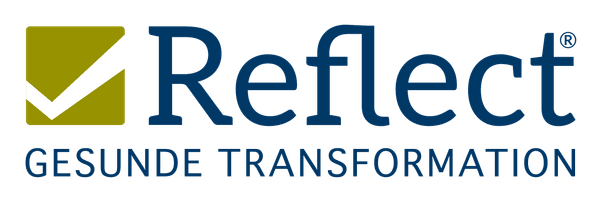 REFLECT Logo mit Claim „Gesunde Transformation"